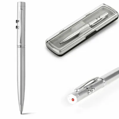 CANETA METAL LASER POINT COM LED E PONTEIRA ESFEROGRÁFICA