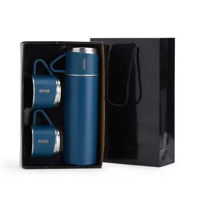 Kit Garrafa Térmica 450 Ml Azul