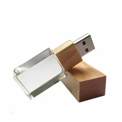 Pen drive bambu e cristal Personalizado