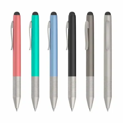 Caneta de metal color fosco com ponteira touch