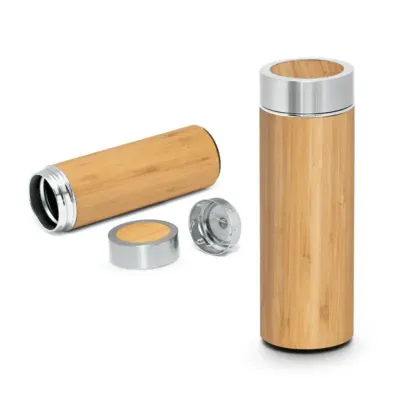 Garrafa térmica. Bambu e aço inox 430 ml. 1