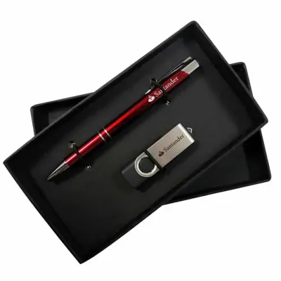 Kit Escritório Caneta e Pen Drive 1