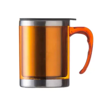 Caneca de 400 ml amarela com tampa - cor laranja
