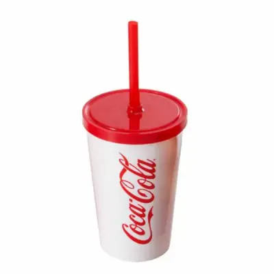 Copo plástico com Canudo Personalizado Coca Cola