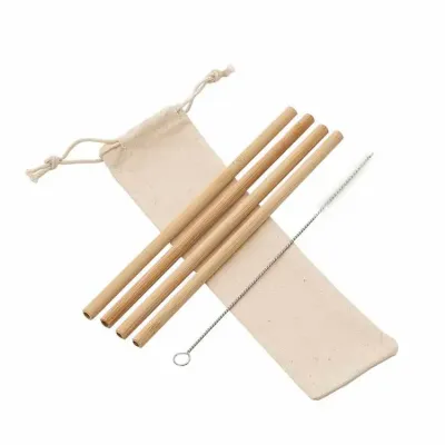 Kit Canudos Personalizados de Bambu com Escova de Limpeza