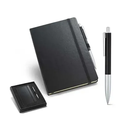 Kit caderno 96 folhas com caneta esferográfica