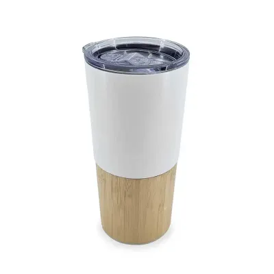 Copo Térmico Personalizado Bambu 600ml branco