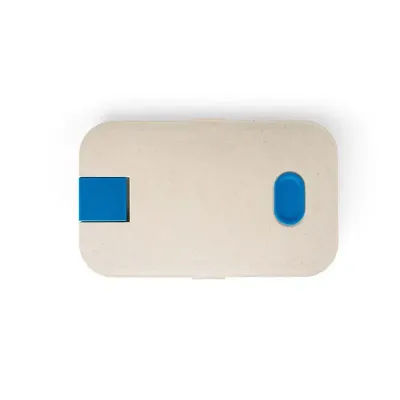 Marmita plástica com suporte para celular azul
