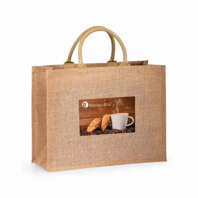 Sacola de juta com alças curtas acolchoadas 