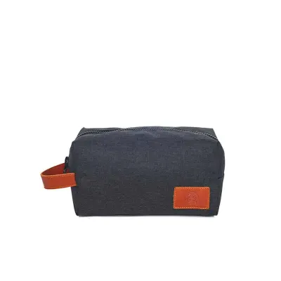 Necessaire em linho mais couro 