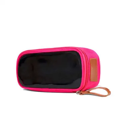 Nécessaire de couro personalizada com fechamento em zíper 