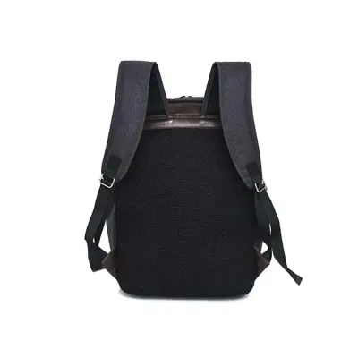 Mochila de linho e couro com alça de mão e alças de ombro