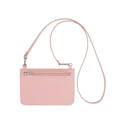 Bolsa feminina com alça transversal e fechamento em zíper