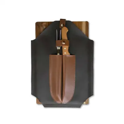 Kit churrasco com divisória para tábua e suporte para faca e garfo