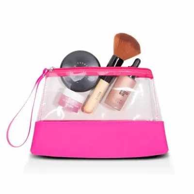 Necessaire com fechamento em zíper na cor rosa 