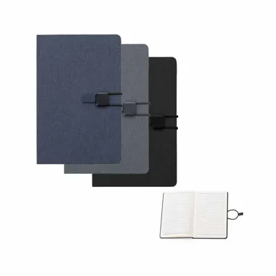 Caderno de anotação com folhas pautadas na cor bege