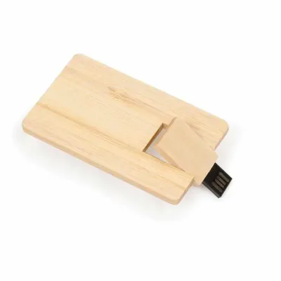 Pen card 4GB retangular de madeira, compartimento da memória giratório.