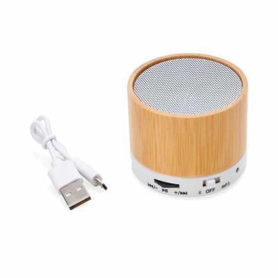 caixa de som de bambu com bluetooth e rádio FM - detalhe branco