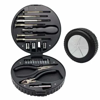 Kit ferramenta com estojo em formato de pneu