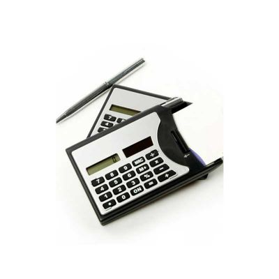 Calculadora Personalizada 3 em 1, calculadora de bolso com caneta metálica e porta cartão. Impressão da logomarca em Tampografia