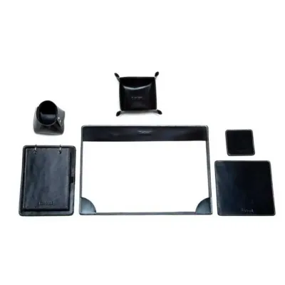 kit para escritório em couro preto personalizado