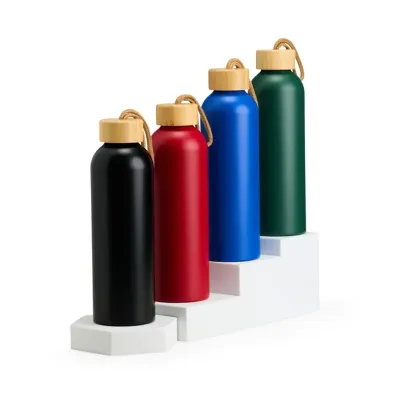 Garrafa Alumínio Tampa de Bambu 800ml