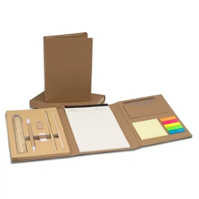 Kit ecológico para anotações, com capa kraft. 