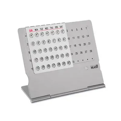 Calendário permanente de metal com a Descrição do Mês e Semana em Inglês.