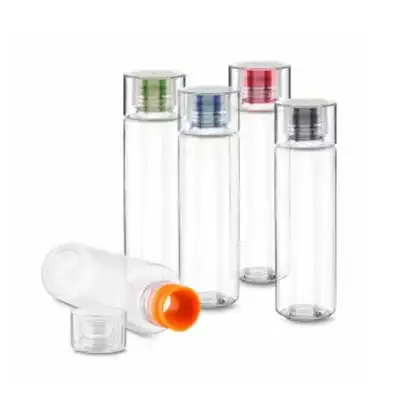 Garrafa plástica 600 ml com borracha silicone em cores Plástico Utilizado: AS (Estireno de acrilo...