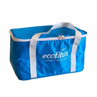 Bolsa térmica com alça de mão, fechamento em zíper