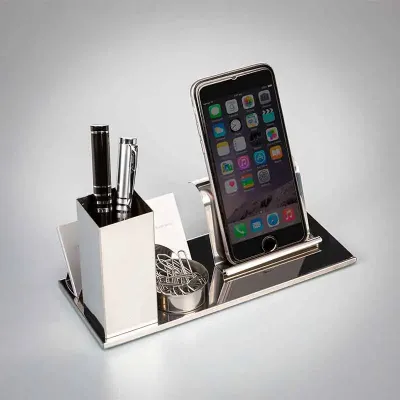 Kit escritório 4 x 1 em inox espelhado