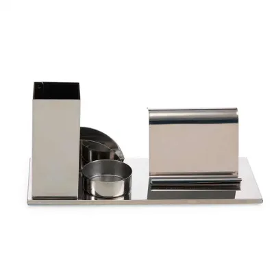 Kit escritório 4 x 1 em inox espelhado