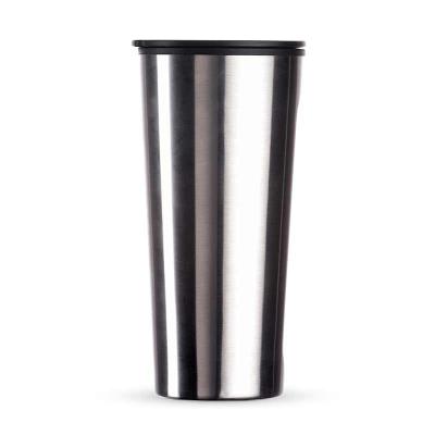 Copo em aço inox 600ml prata com tampa plástica 