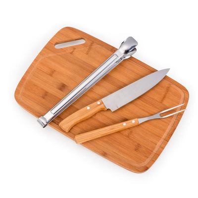 Kit churrasco com 4 peças Bambu inox