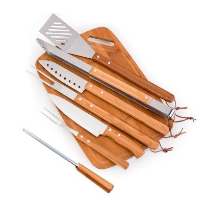 Kit churrasco 8 peças Bambu inox