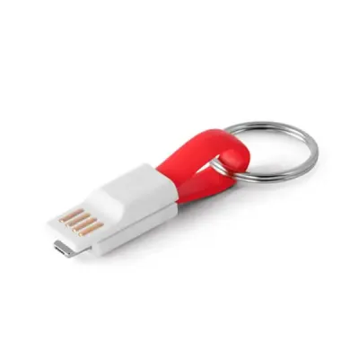 Chaveiro com cabo USB com conector - detalhes em vermelho