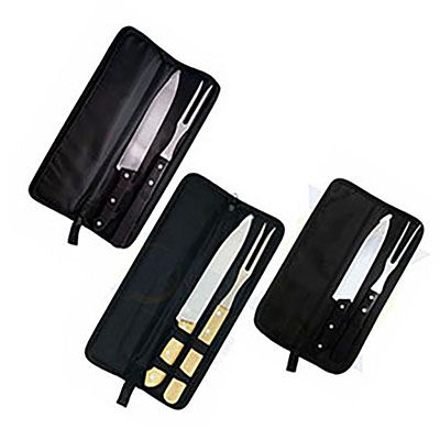 Kit churrasco 2 peças com cabo de madeira ou plástico