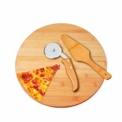 Kit pizza personalizado com tábua, espátula e cortador