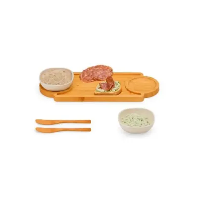 Conjunto para petiscos em Bambu/Fibra de bambu Acompanha dois potes em fibra de bambu Base e duas...