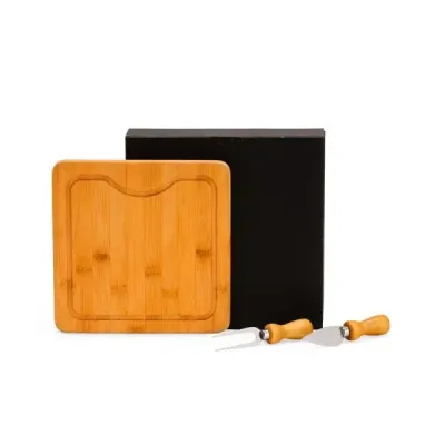 Composto por tábua quadrada em Bambu Faca e garfo em Madeira/Inox para Queijo Tábua confeccionada...