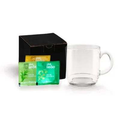 Kit chá com caneca de vidro