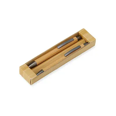 Estojo com caneta e lapiseira em bambu