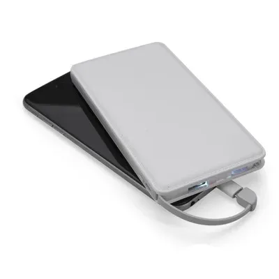 Power bank plástico slim com níveis e adaptador lightning