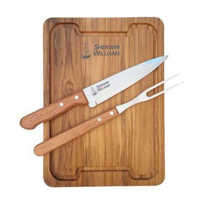 Kit churrasco tábua, faca e garfo