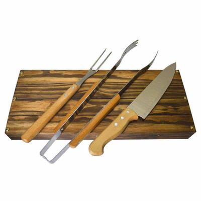 Kit churrasco Tramontina em estojo de madeira envelhecida