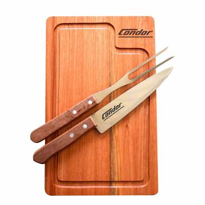 Kit churrasco personalizado com tábua, faca e garfo