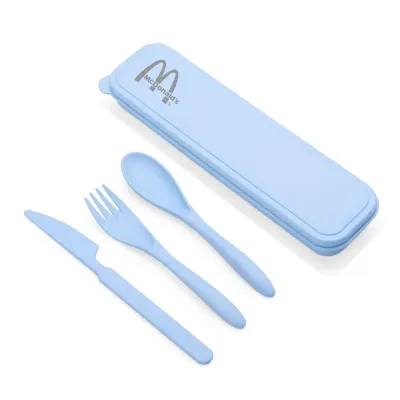 Kit talher em palha de trigo MK04 7azul