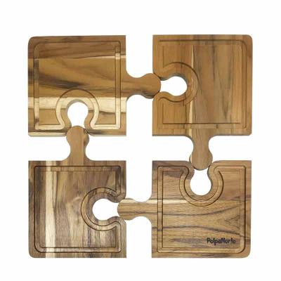 Tábua para carne/petiscos 04 peças tipo quebra cabeças