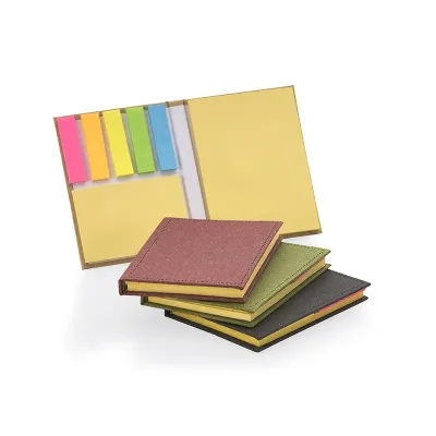 Mini Caderno com 50 folhas e capa dura, sticky notes e miolo sem pauta na cor amarelarindes
