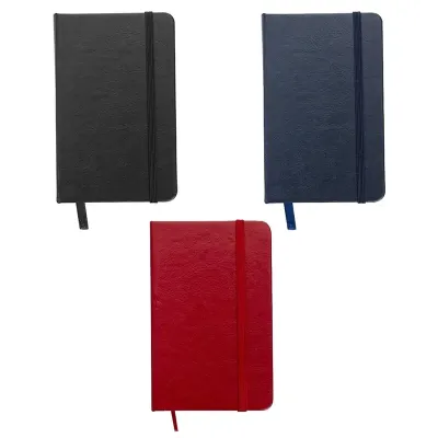 Caderneta de Sintético: preta, vermelha e azul